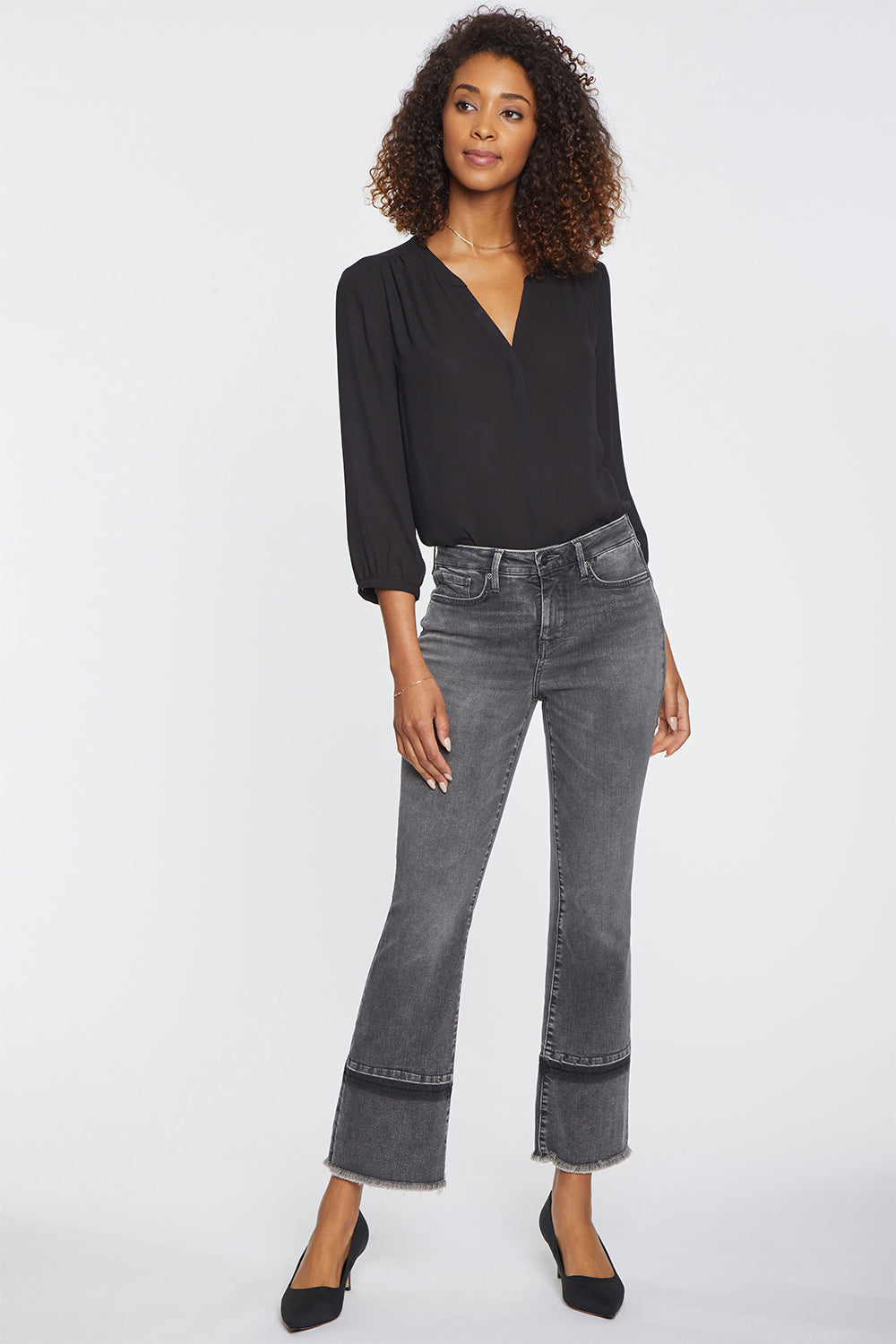 Fiona Slim Flared Ankle Jeans With Frayed Nobelle | NYDJ