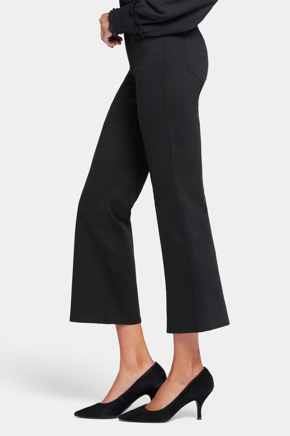 Relaxed Flared Jeans In Stretch Sateen - Black Pearl Black