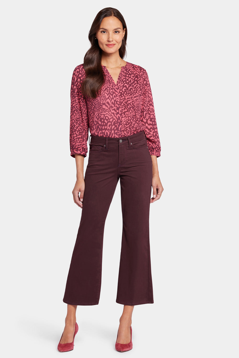 Relaxed Flared Jeans In Stretch Sateen - Eggplant Purple