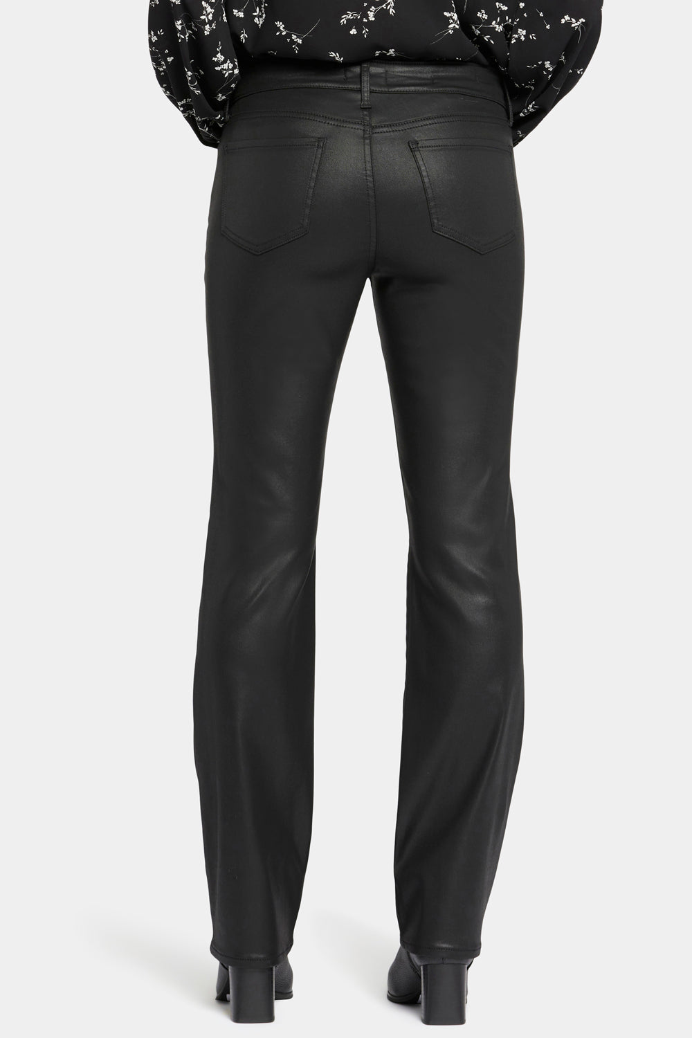 Coated Marilyn Straight Jeans In Petite - Black Coated