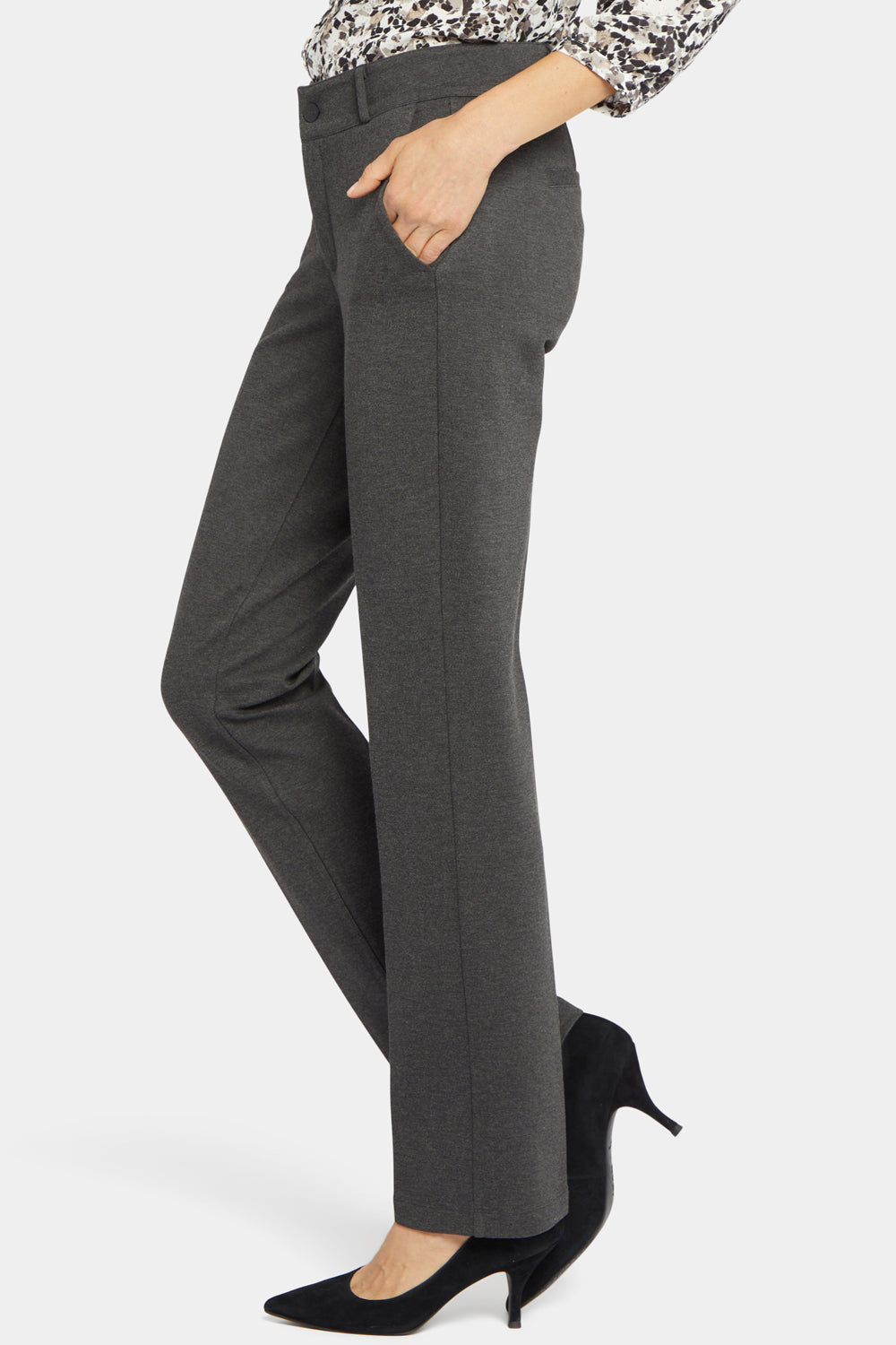 NYDJ Women's Petite Petite Size Ponte Knit Trouser Pants, Charcoal