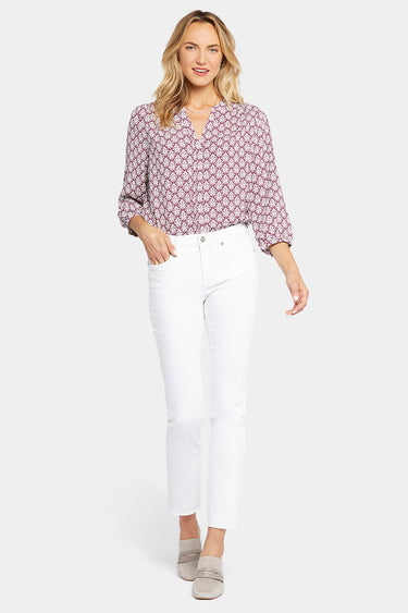 NYDJ Sheri Slim Ankle Jeans In Petite With Frayed Hems - Optic White