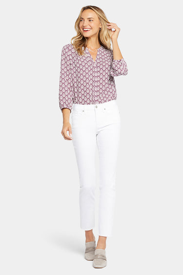 NYDJ Sheri Slim Ankle Jeans In Petite With Frayed Hems - Optic White