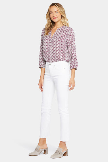 NYDJ Sheri Slim Ankle Jeans In Petite With Frayed Hems - Optic White