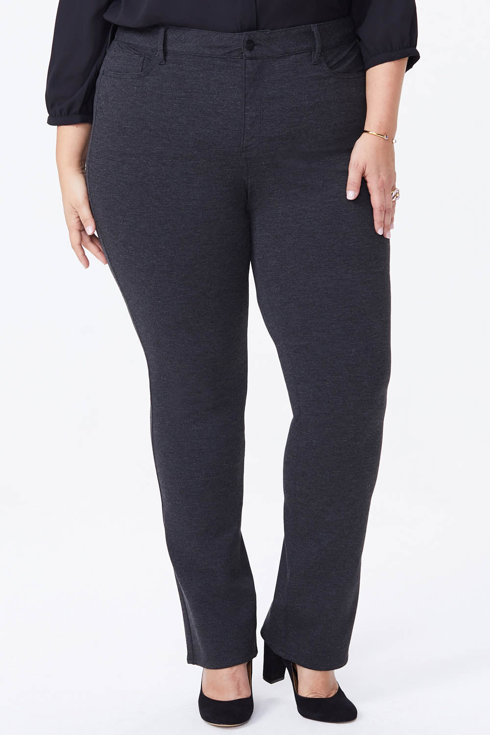 Marilyn Straight Pants In Plus Size - Charcoal Heathered
