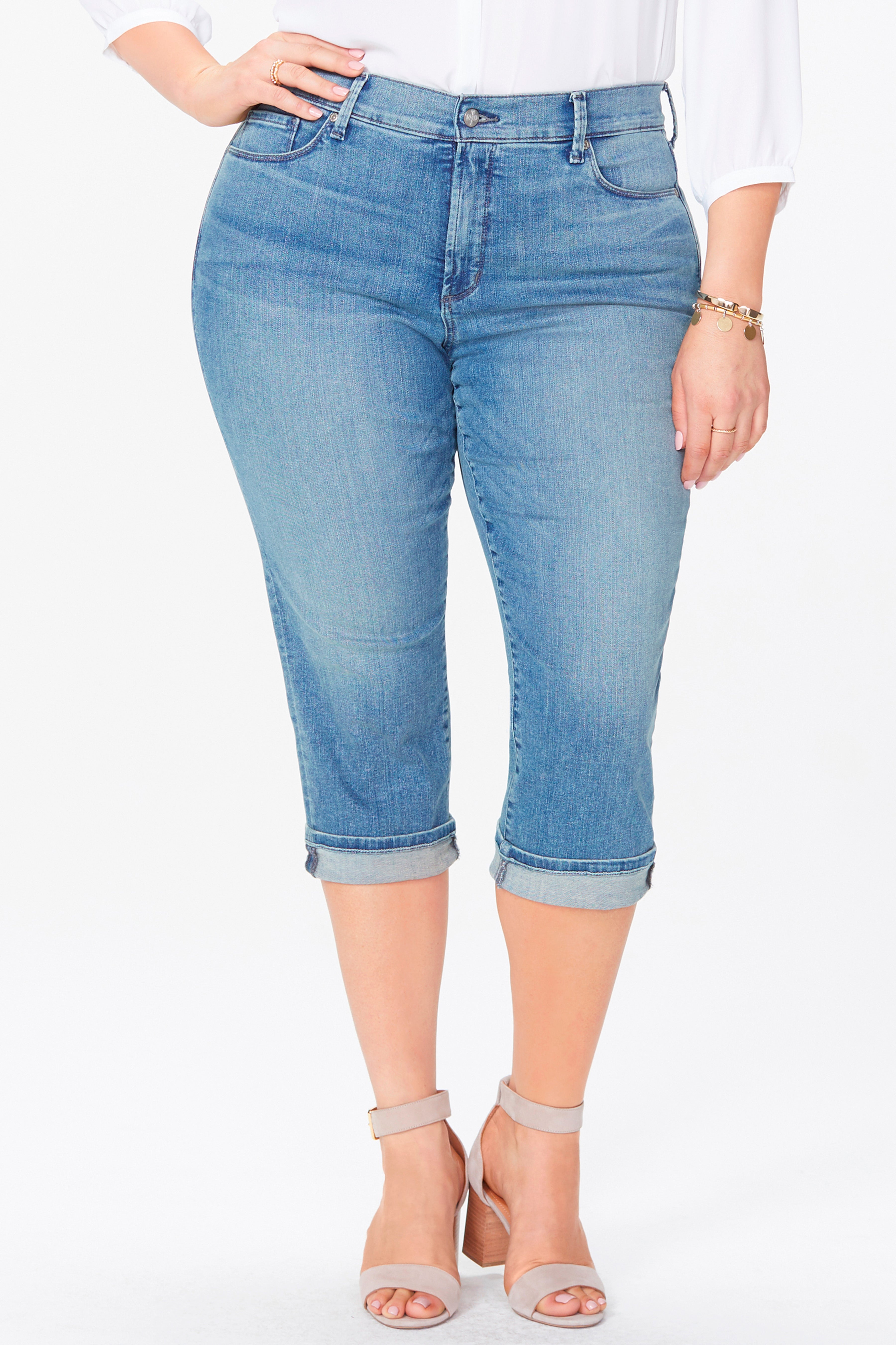 Marilyn Straight Crop Jeans In Plus Size With Cuff - Pacific Blue | NYDJ