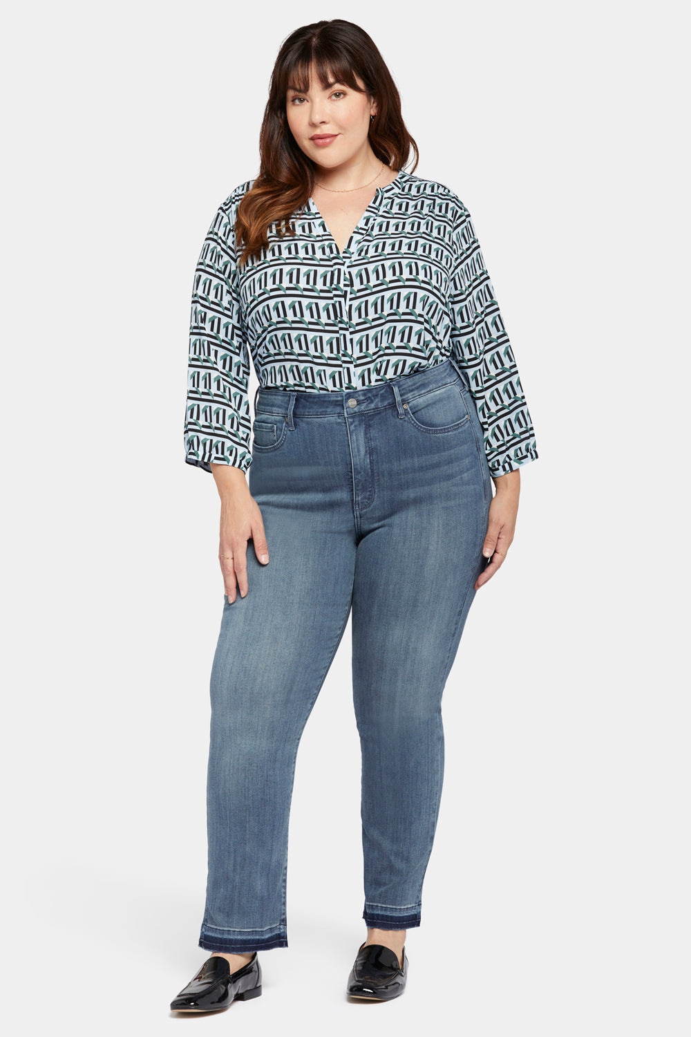 Straight Jeans Women Plus Size High Waisted Denim Long Pants Wide