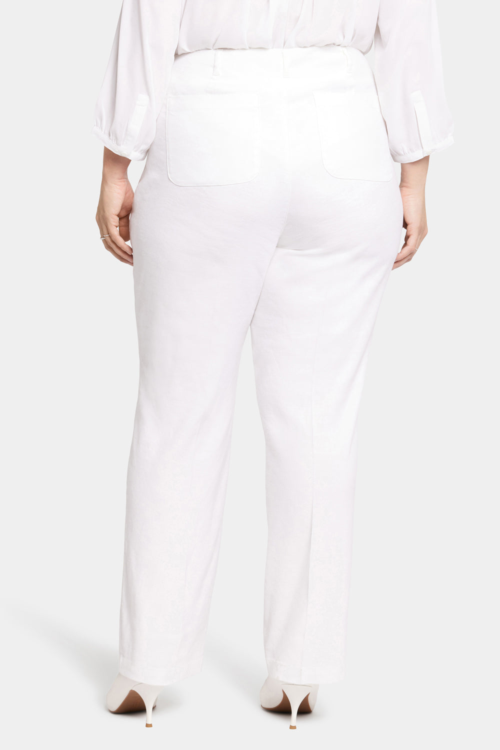 NYDJ Marilyn Straight Pants In Plus Size In Stretch Linen - Optic White