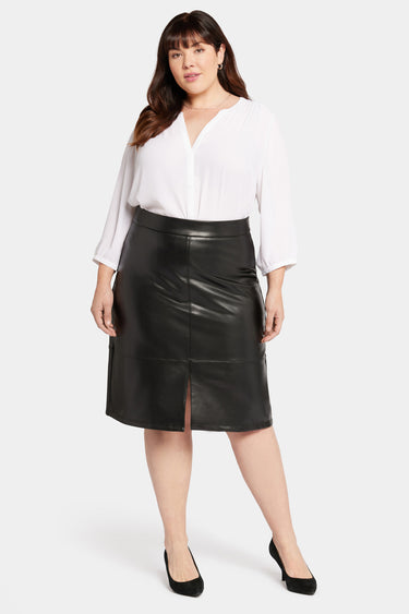 NYDJ Faux Leather A-Line Skirt In Plus Size Sculpt-Her™ Collection - Black