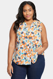 NYDJ Sleeveless Pintuck Blouse In Plus Size - Cottage Pond
