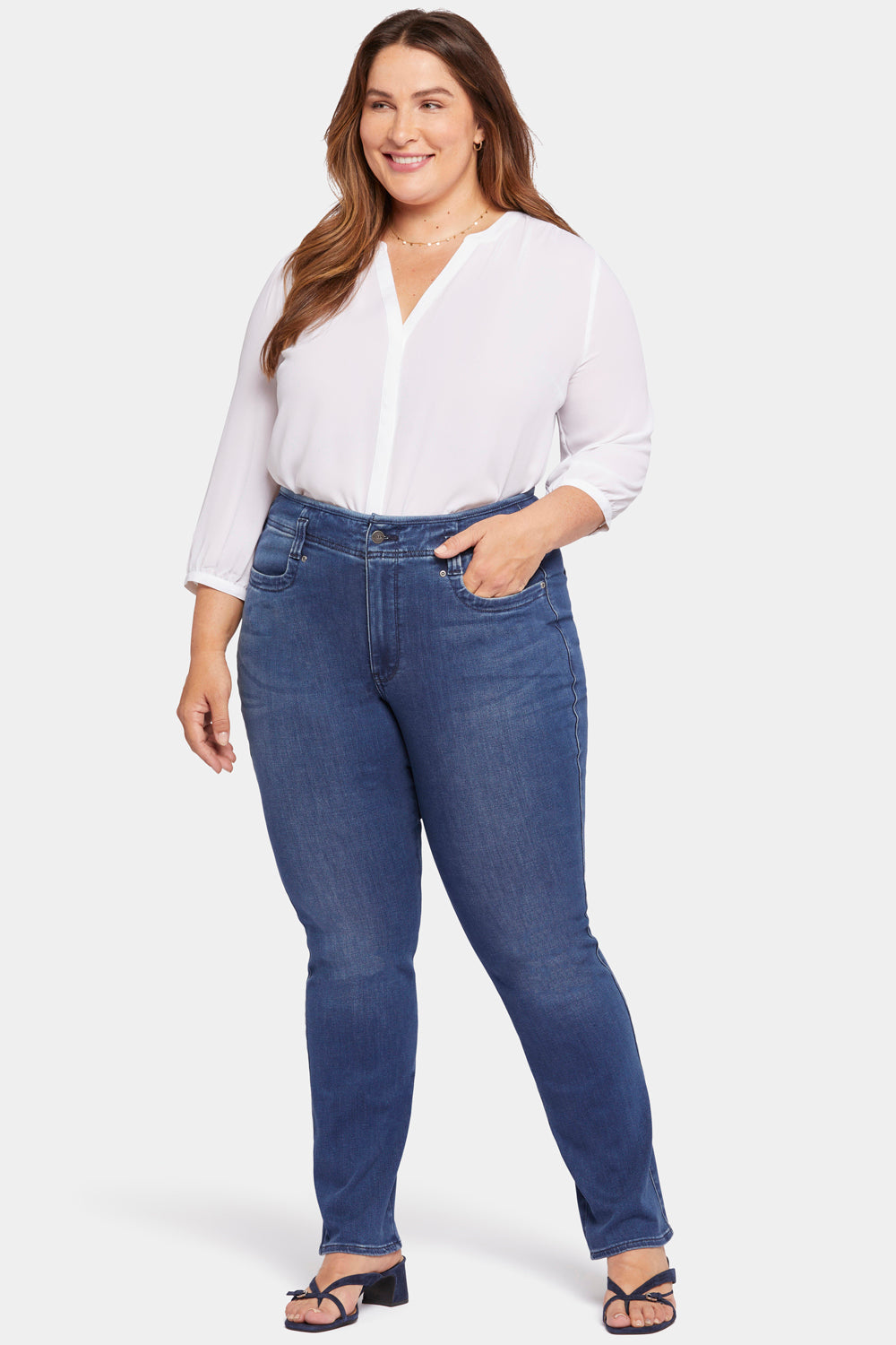 NYDJ Women's Uplift Coated Marilyn Straight Jeans In Plus Size in