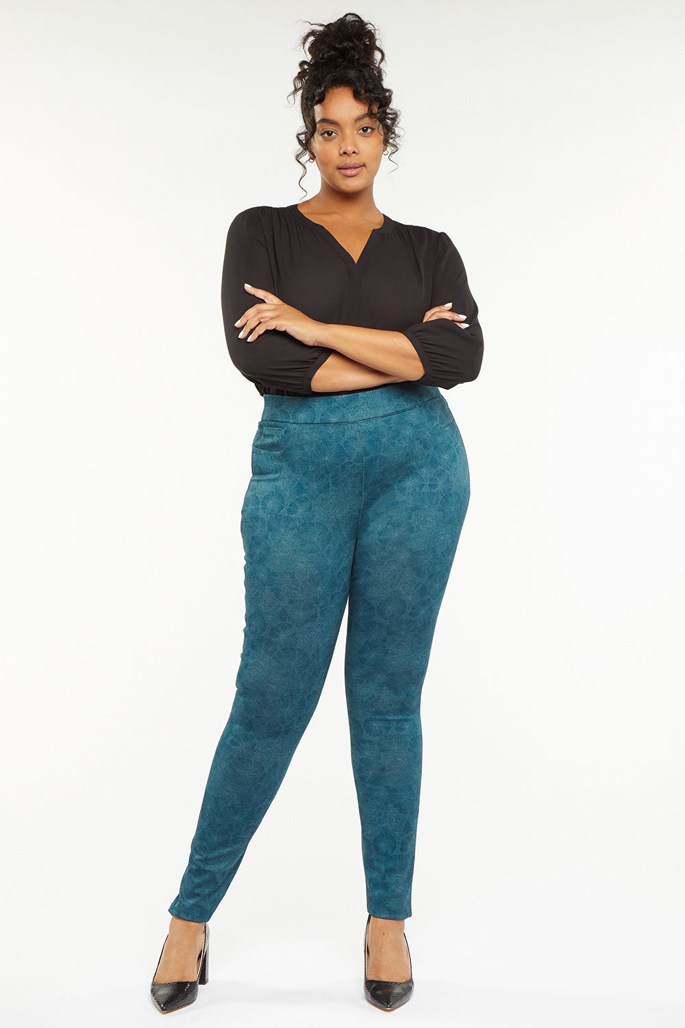 Modern Legging Pants In Plus Size In Ponte Knit - Cheshire Hill Blue