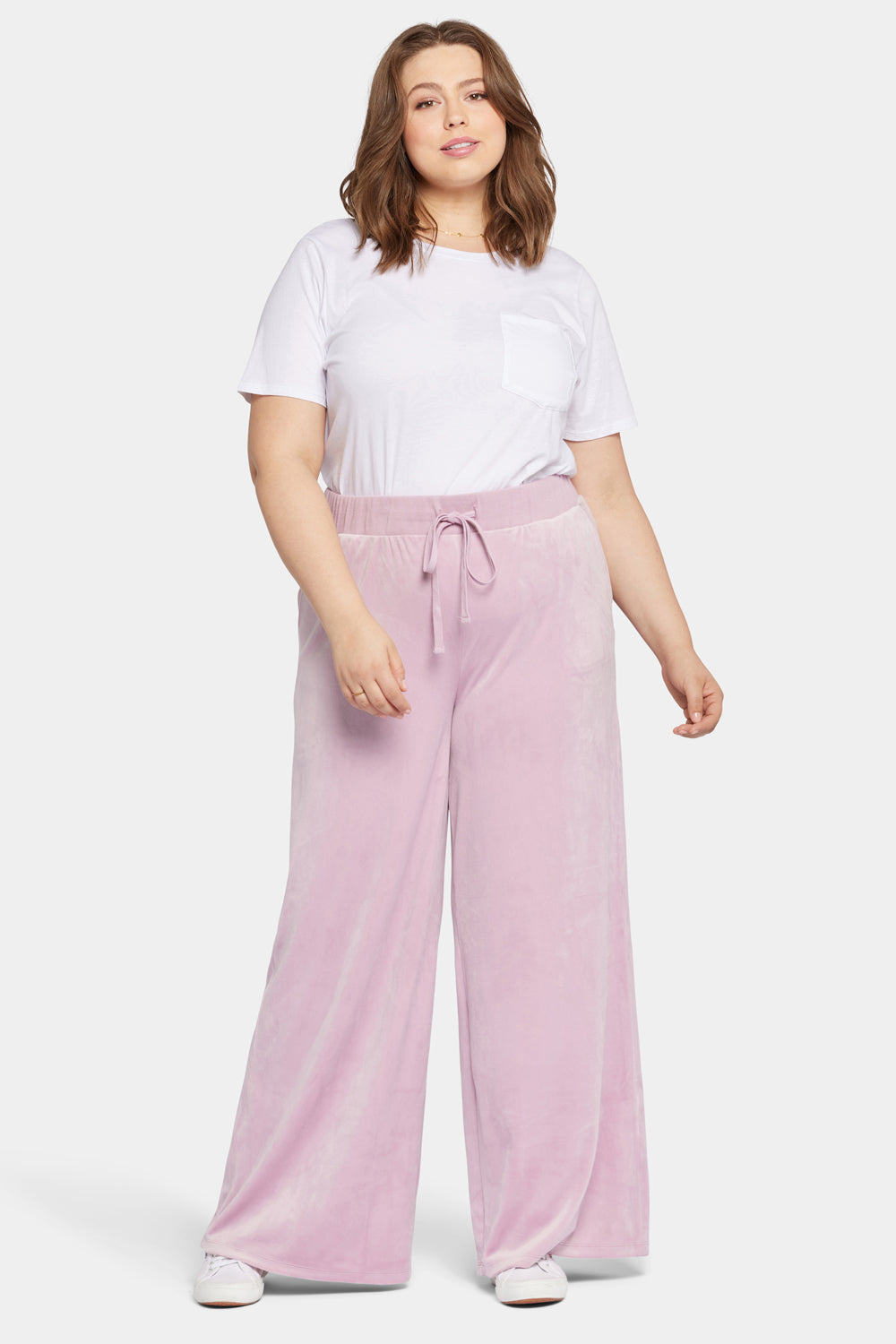 Velour Drawstring Wide Leg Pants In Plus Size Forever Comfort™ Collection -  Dawn Pink Pink | NYDJ