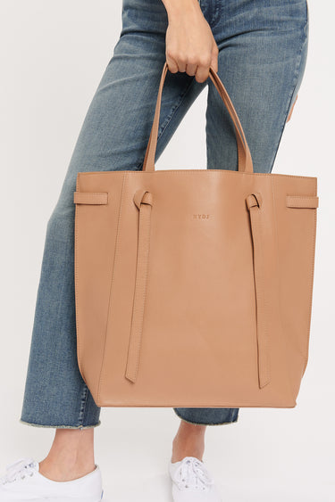 NYDJ Large Leather Tote Bag  - Medium Brown