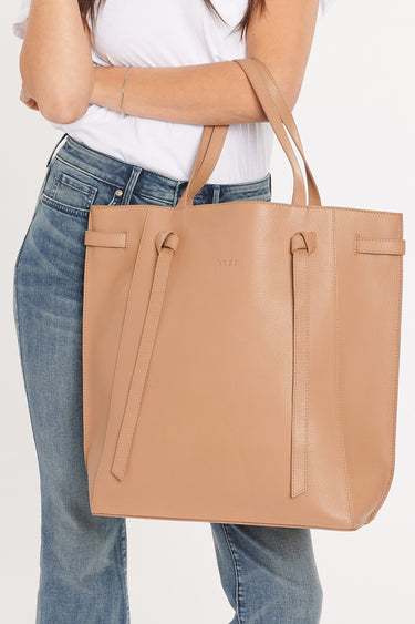 NYDJ Large Leather Tote Bag  - Medium Brown