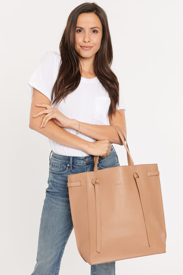 NYDJ Large Leather Tote Bag  - Medium Brown