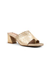 NYDJ Alanah Mule Sandals In Metallic Suede - Natural Light Gold