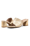 NYDJ Alanah Mule Sandals In Metallic Suede - Natural Light Gold