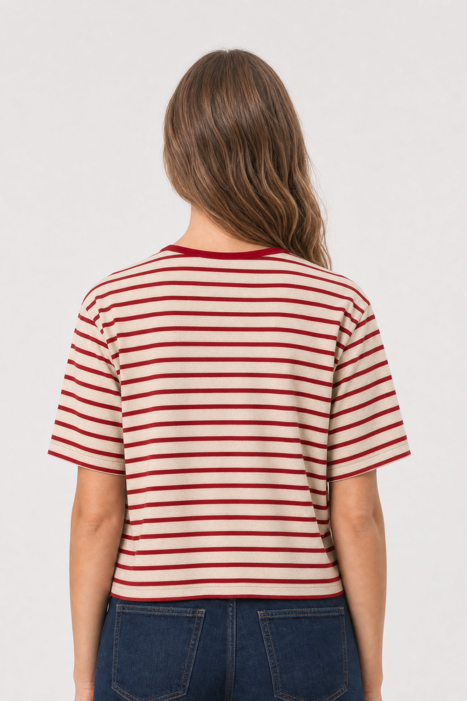 NYDJ Striped Ringer Tee In Stretch Linen - Red Stripe