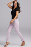 NYDJ Slim Straight Ankle Jeans In Short Inseam In Curves 360 Denim With Side Slit - Lilac Petal