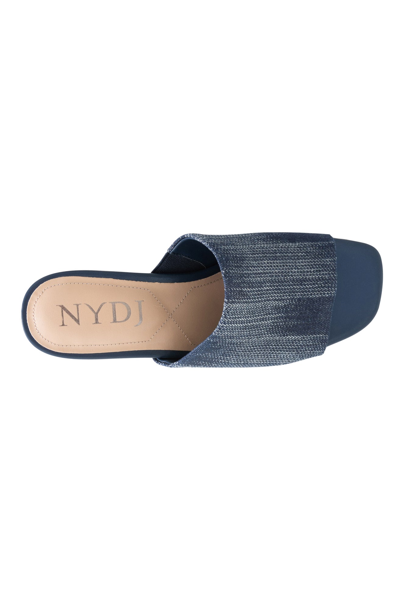 NYDJ Claudine Wedge Mule Sandals In Streaked Denim - Dark Blue
