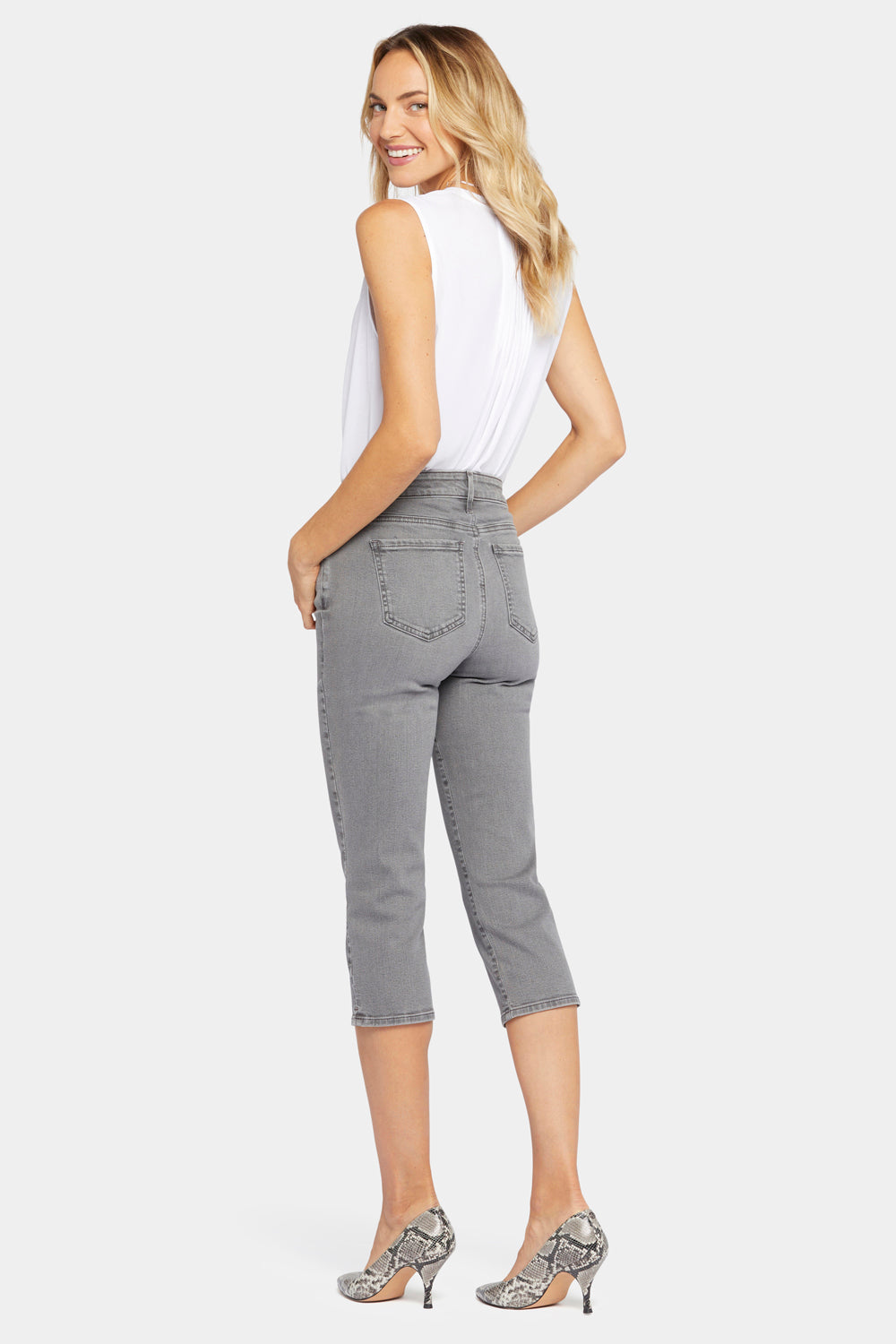 Slim Straight Crop Jeans In Curves 360 Denim With Side Slits