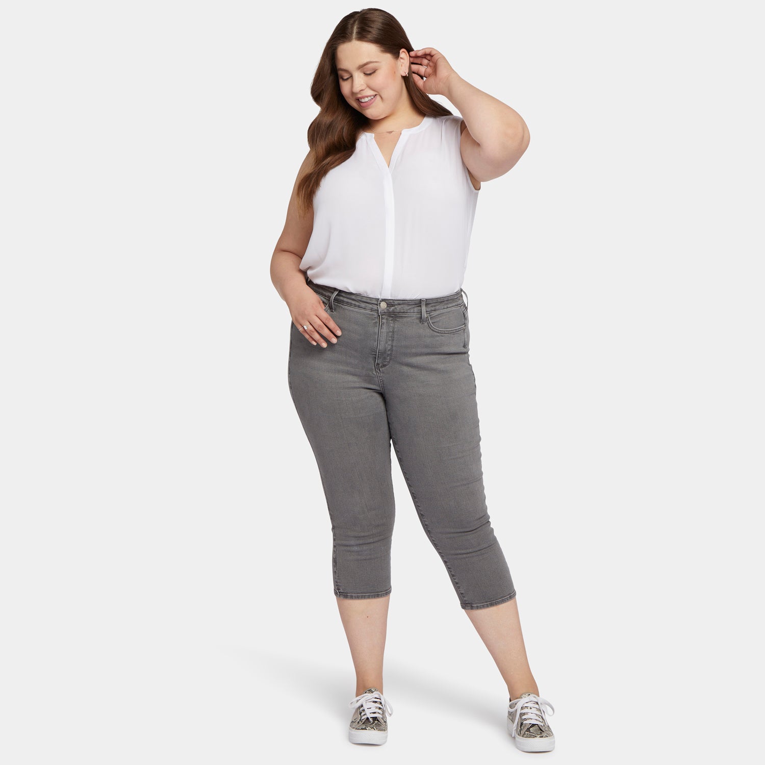 NYDJ Slim Straight Crop Jeans In Curves 360 Denim With Side Slits - Palmas