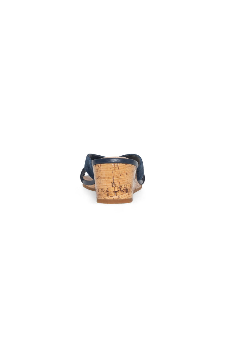 NYDJ Contessa Wedge Sandals In Suede And Patent Leather - Navy