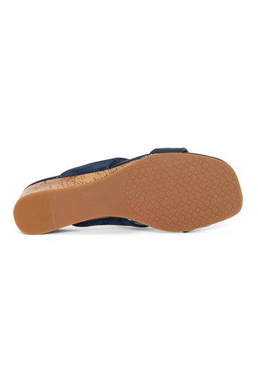 NYDJ Contessa Wedge Sandals In Suede And Patent Leather - Navy
