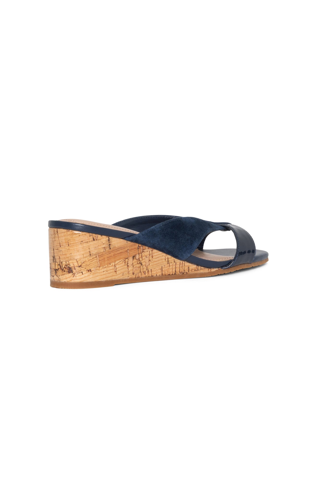 NYDJ Contessa Wedge Sandals In Suede And Patent Leather - Navy