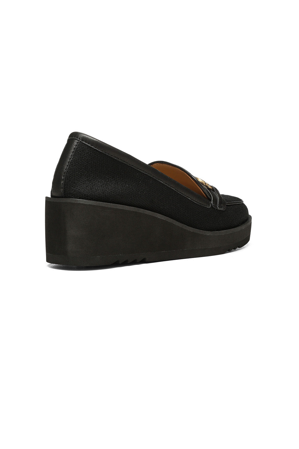 NYDJ Edward Wedge Loafers In Knit Fabric - Black