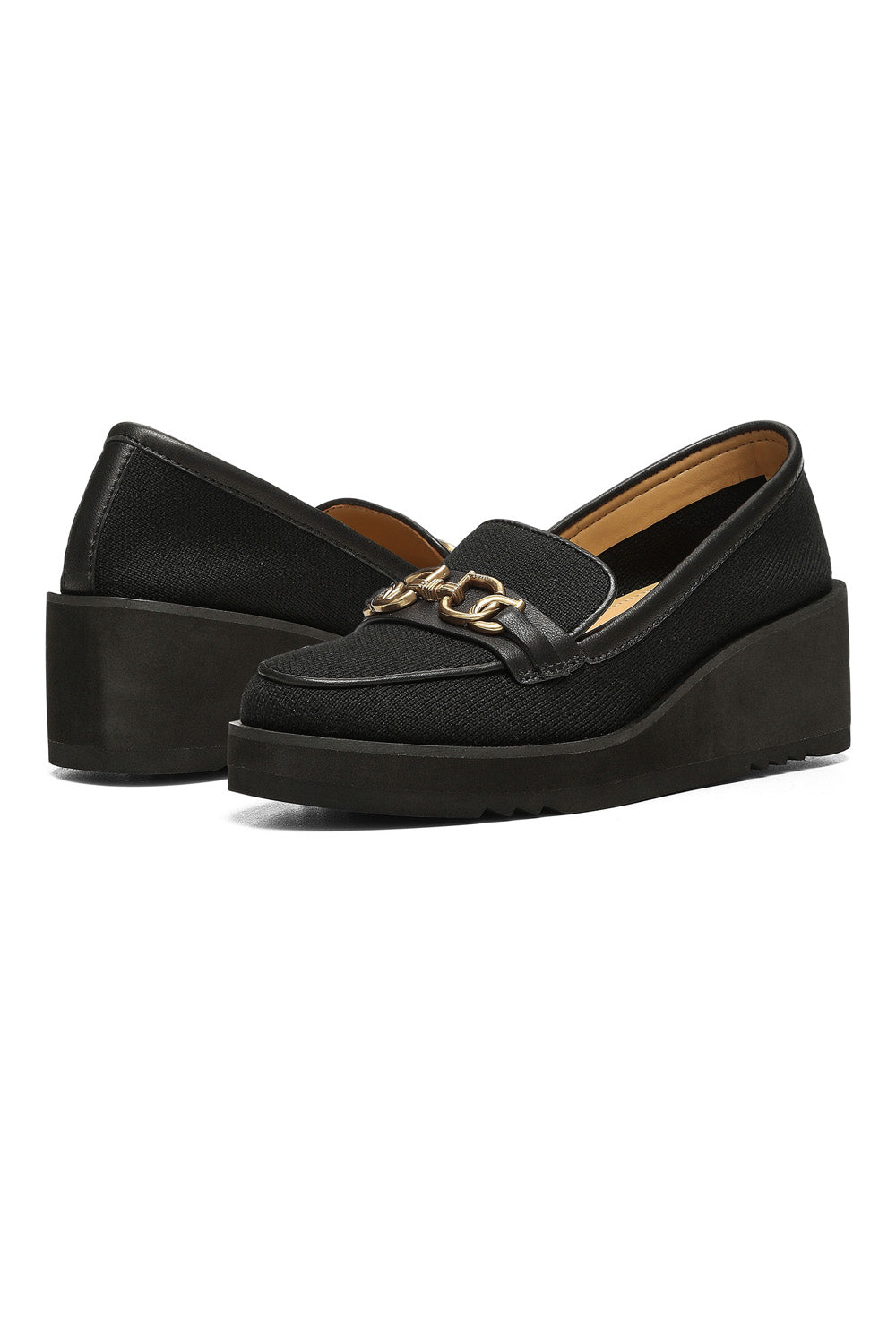 NYDJ Edward Wedge Loafers In Knit Fabric - Black