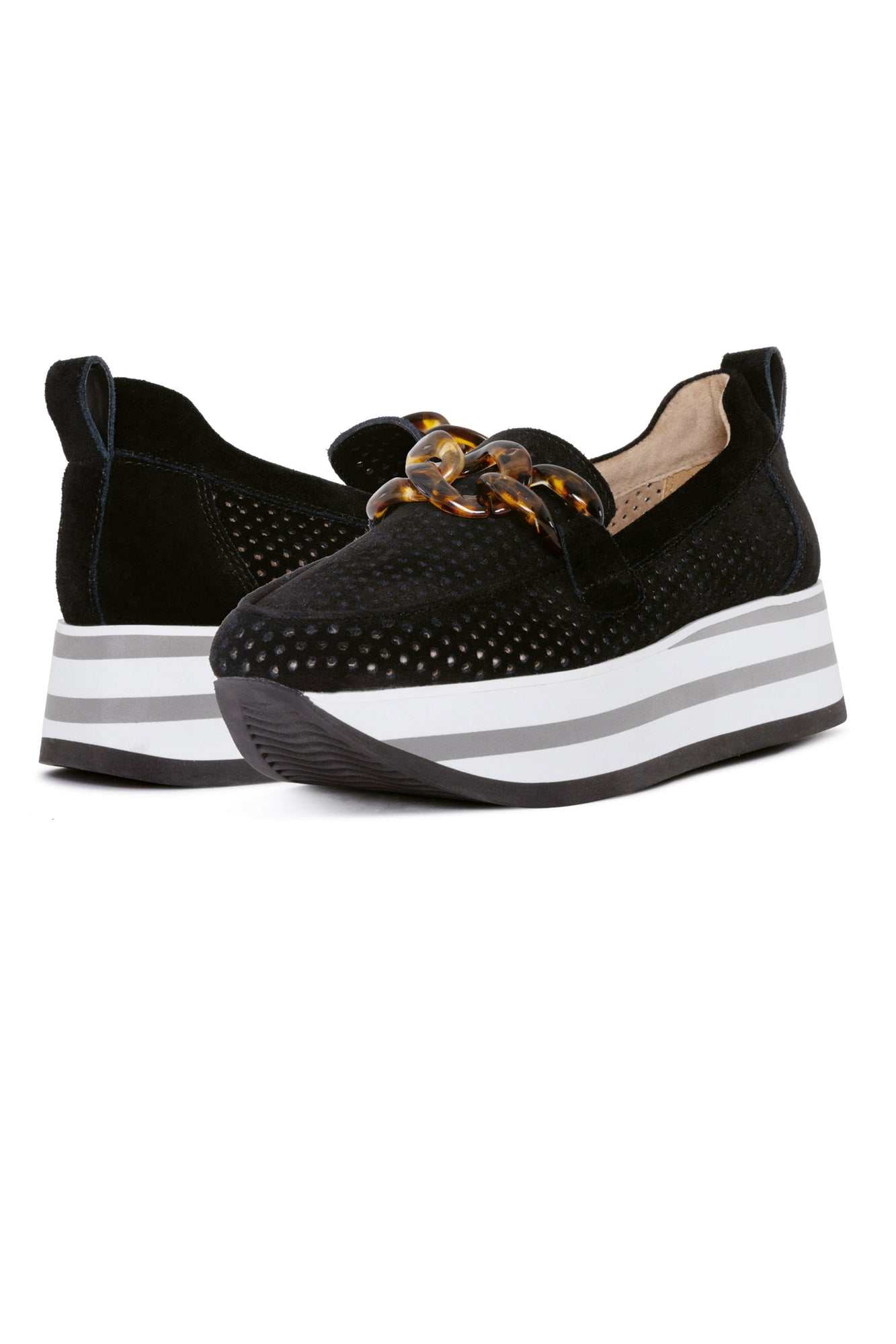 NYDJ Fern Platform Loafers In Suede - Black