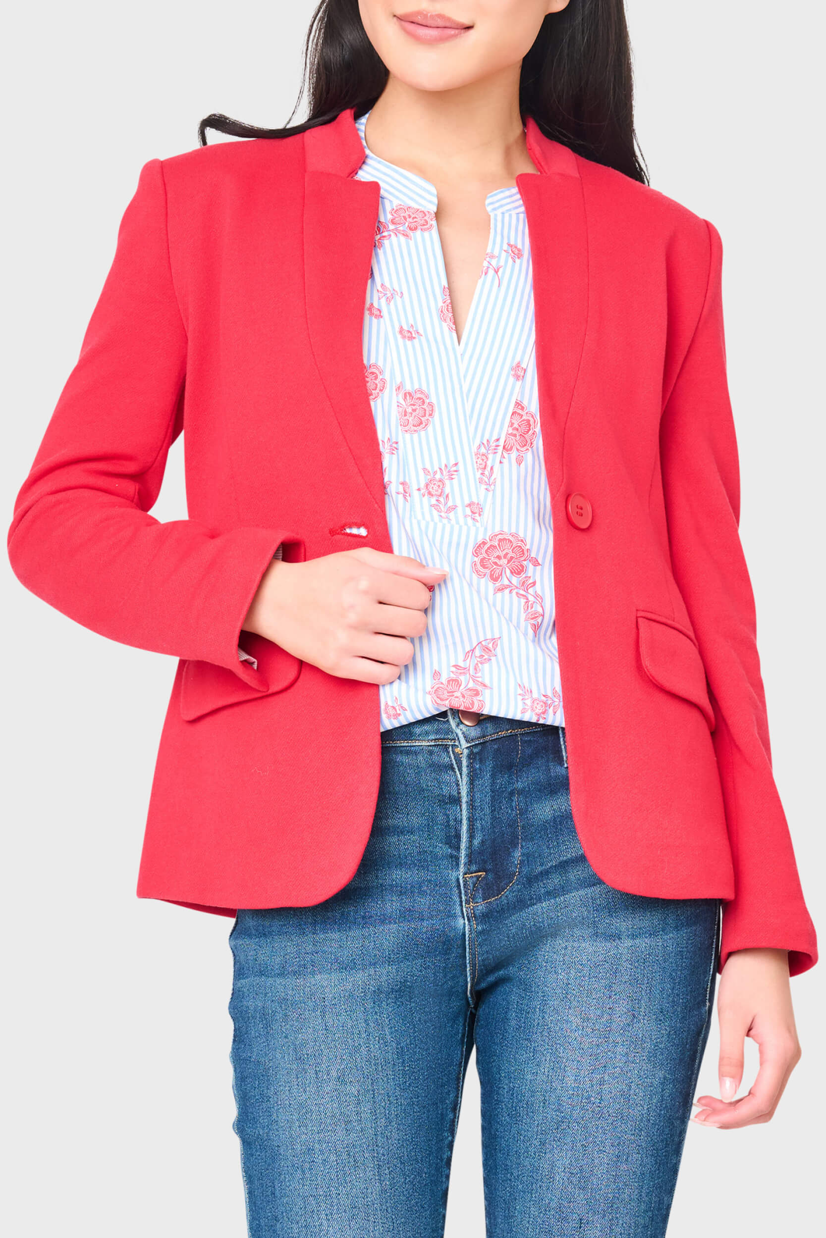 NYDJ Notch Collar Blazer in Red Lipstick by Gibsonlook  - Notch Collar Blazer in Red Lipstick by Gibsonlook
