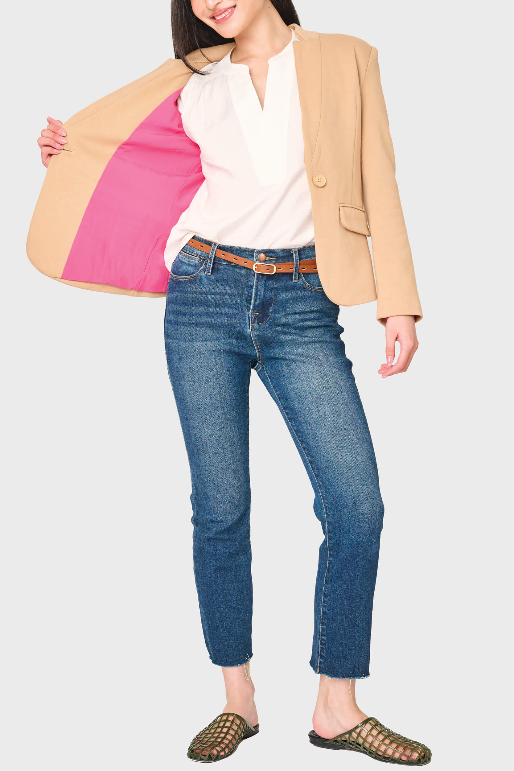 NYDJ Notch Collar Blazer in Cappuccino by Gibsonlook  - Notch Collar Blazer in Cappuccino by Gibsonlook