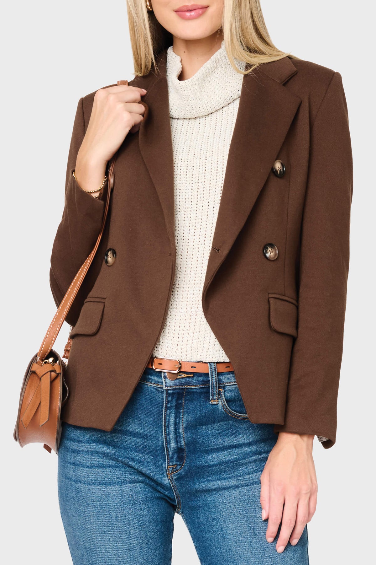 NYDJ Double Breasted Blazer in Tuscan Saddle by Gibsonlook  - Double Breasted Blazer in Tuscan Saddle by Gibsonlook