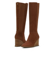 NYDJ Jessica Wedge Boots In Brushed Leather - Cognac