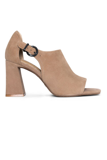 NYDJ Larlie Block Heel Sandals In Suede - Taupe