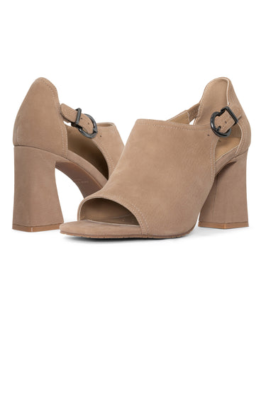 NYDJ Larlie Block Heel Sandals In Suede - Taupe