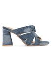 NYDJ Loreri Mule Sandals In Streaked Denim - Dark Blue