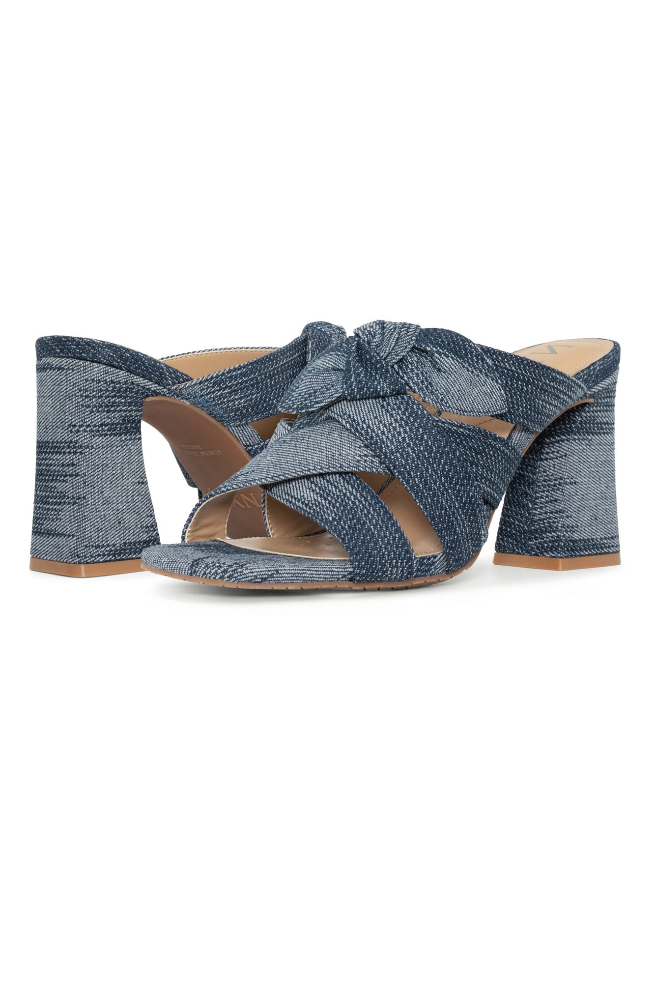 NYDJ Loreri Mule Sandals In Streaked Denim - Dark Blue