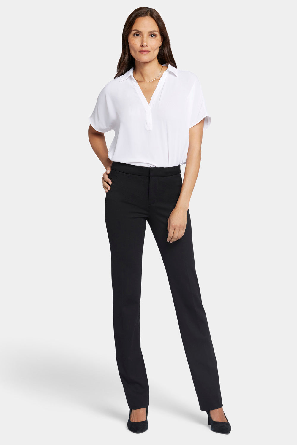 Slim Trouser Pants In Ponte Knit - Black Black