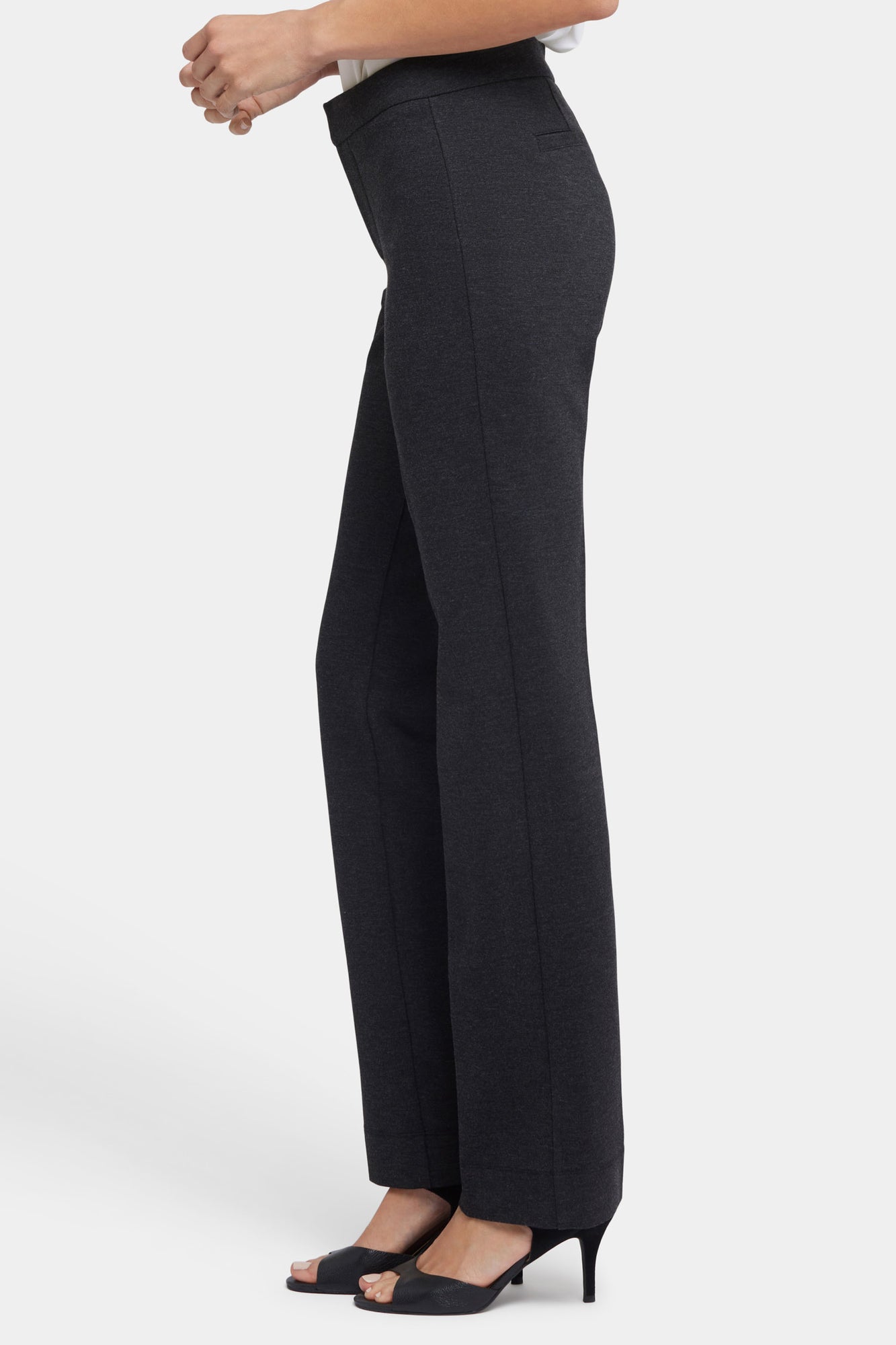 NYDJ Slim Trouser Pants In Ponte Knit - Charcoal Heathered