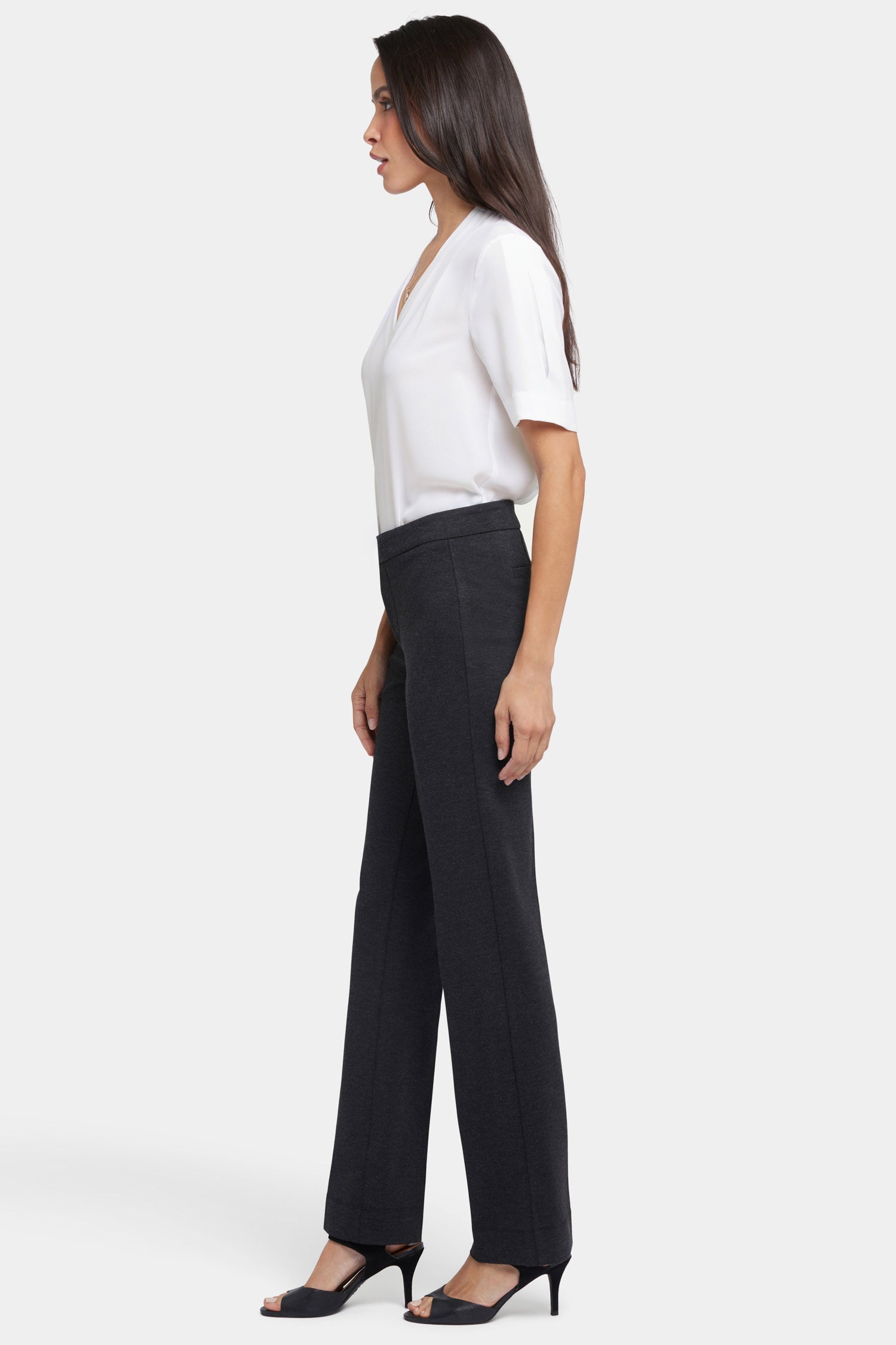 Slim Trouser Pants In Ponte Knit - Charcoal Heathered Grey | NYDJ