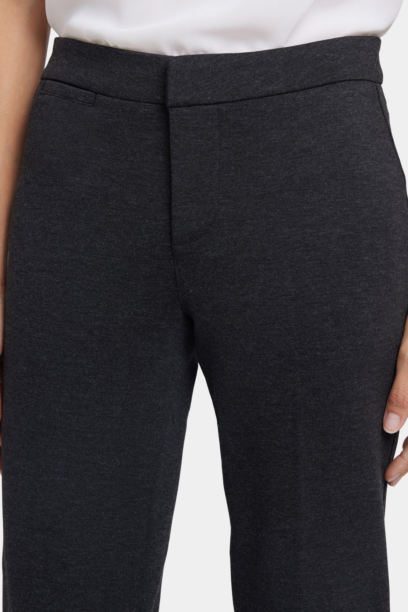 NYDJ Slim Trouser Pants In Ponte Knit - Charcoal Heathered