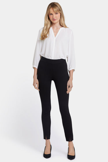 NYDJ Basic Legging Pants In Ponte Knit With Front Slits - Black