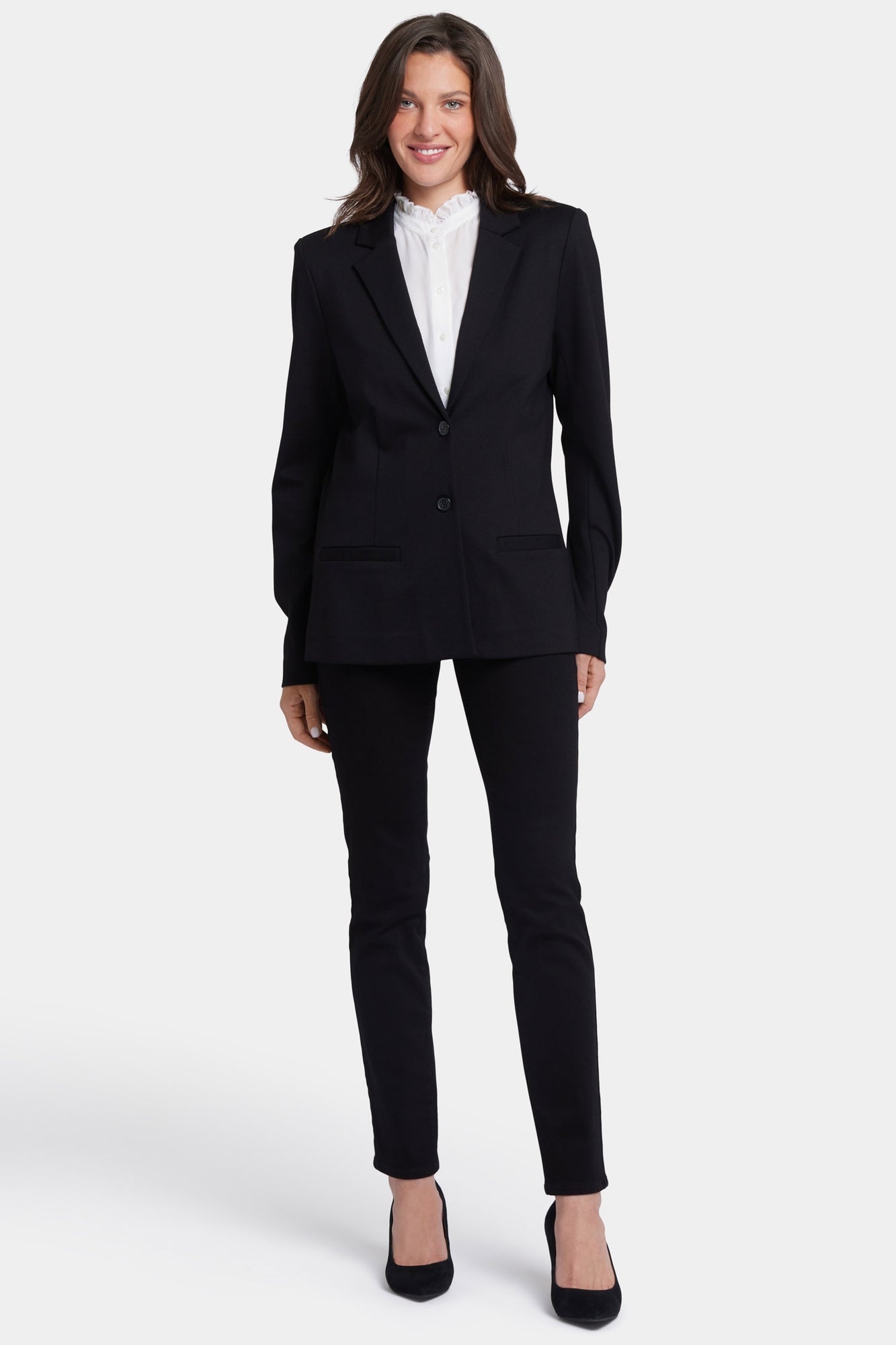 NYDJ Classic Blazer Jacket  In Ponte Knit - Black
