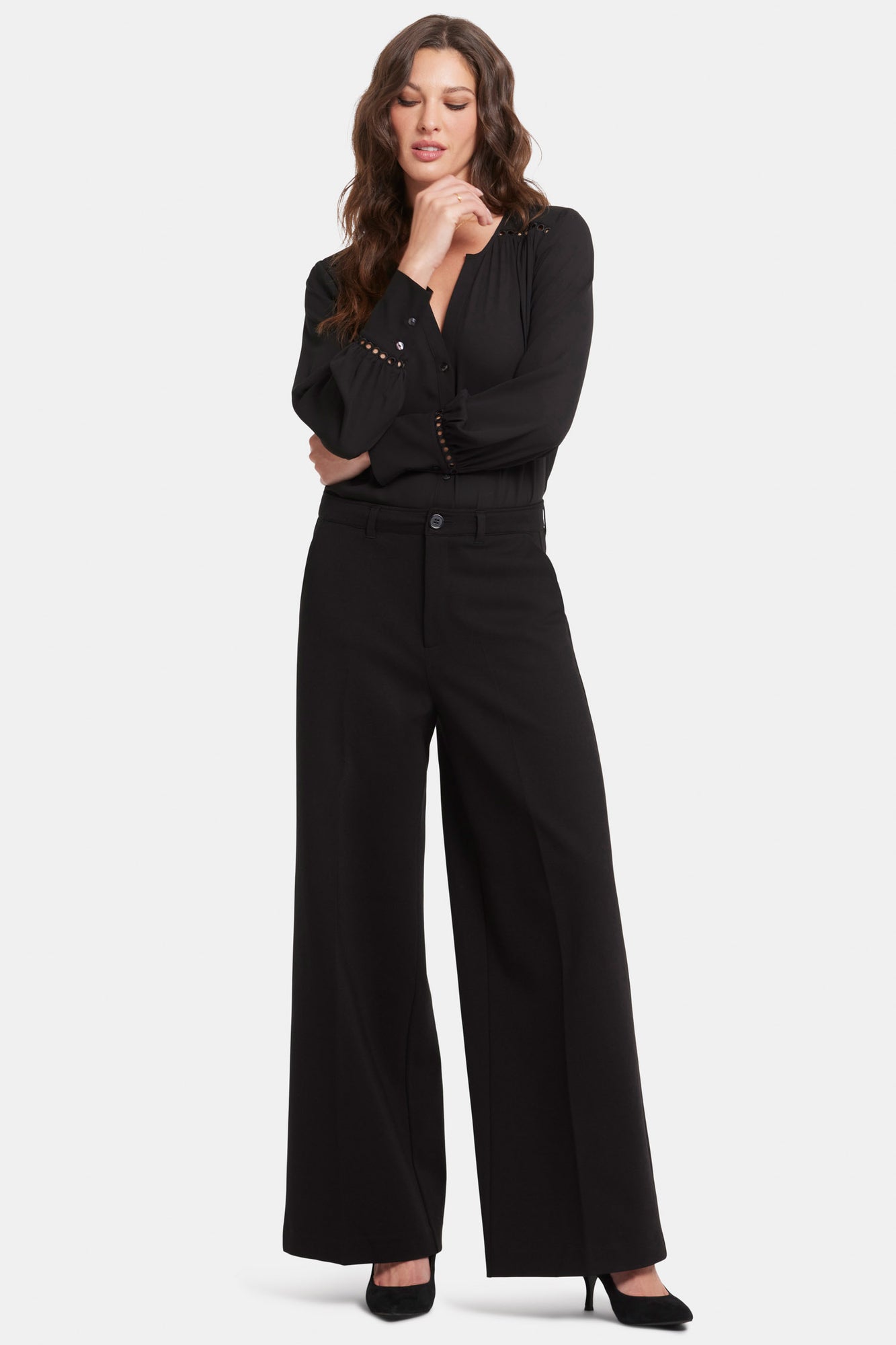 NYDJ Whitney Trouser Pants In Ponte Knit With Super High Rise - Black