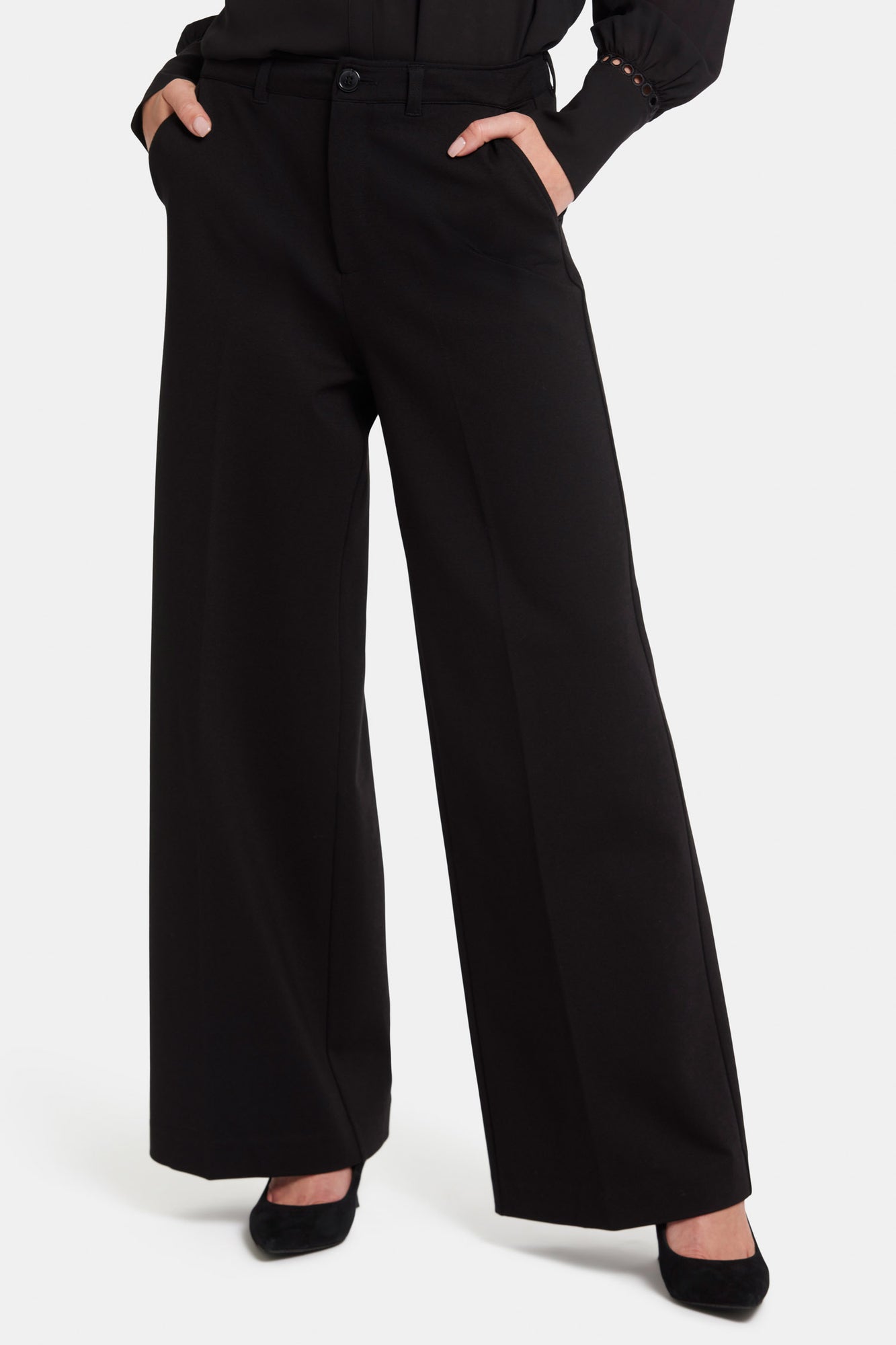 NYDJ Whitney Trouser Pants In Ponte Knit With Super High Rise - Black