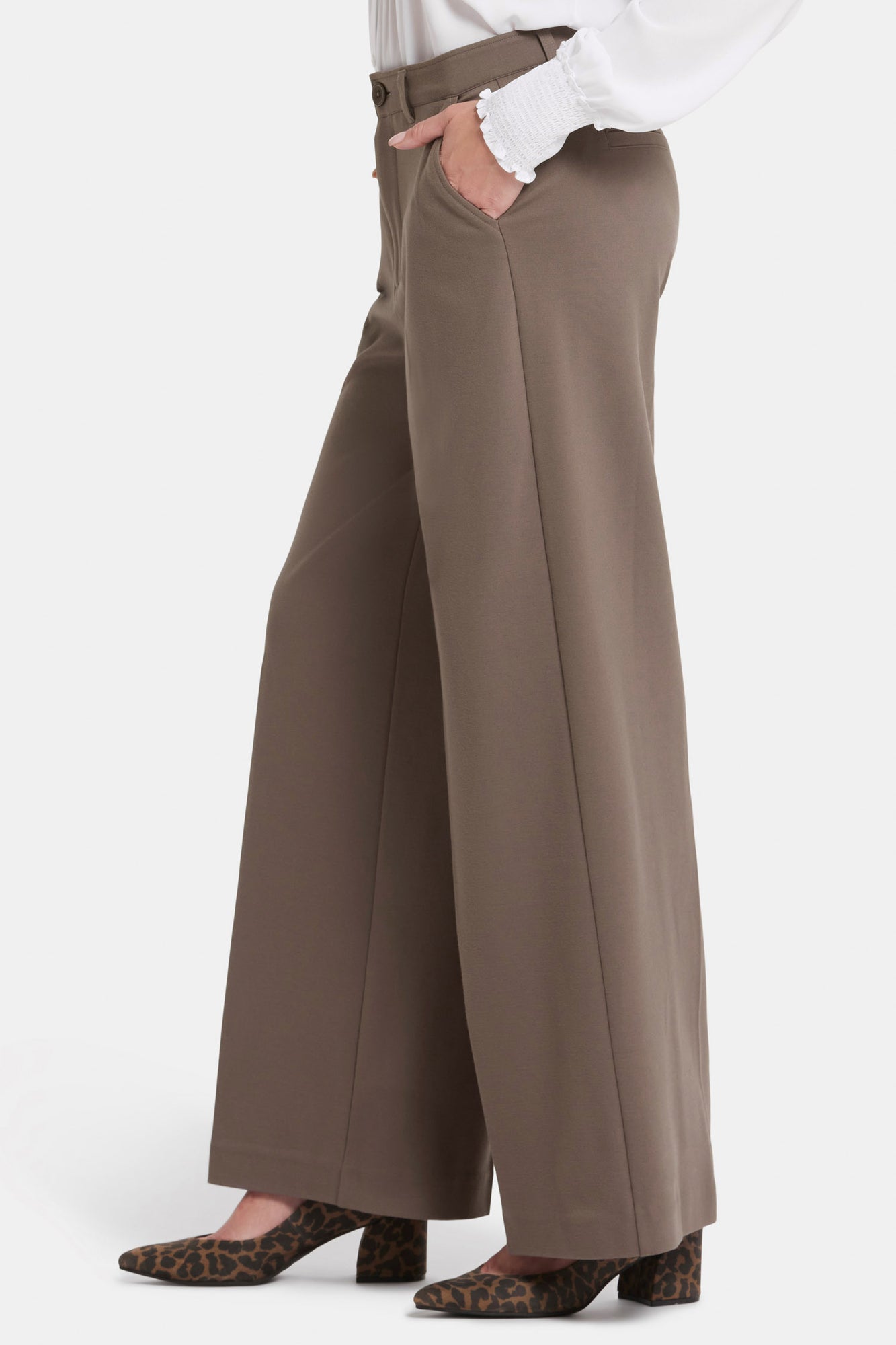 NYDJ Whitney Trouser Pants In Ponte Knit With Super High Rise - Dark Wood